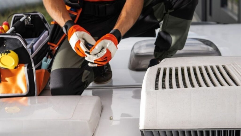 On-site RV A/C repair in Denver driveway by mobile technician